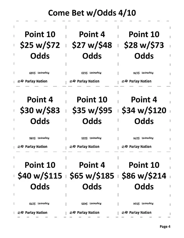 Come Bet with Odds Payments 4 & 10 - Med