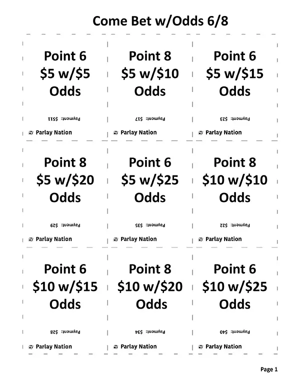 Place Bet Payments 4 & 10 - Easy