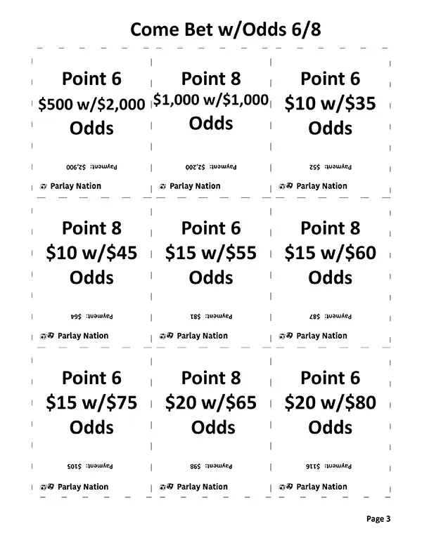 Place Bet Payments 6 & 8 - Easy/Med
