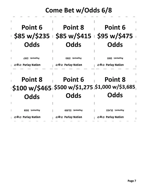 Place Bet Payments 6 & 8 - Hard