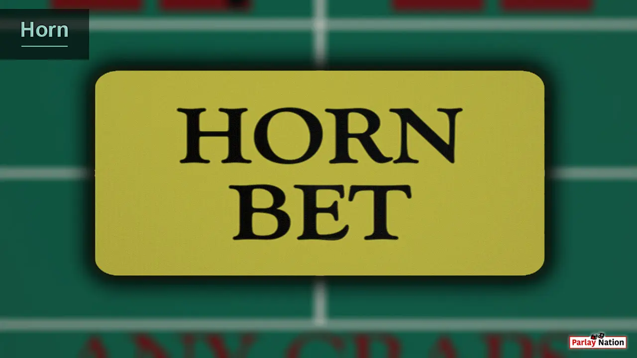 Up close overhead view of the horn bet on the craps layout.