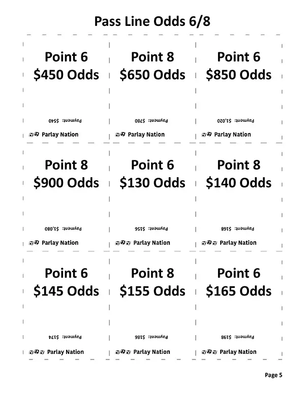 Pass Line Odds Payments 6 & 8 - Med/Hard