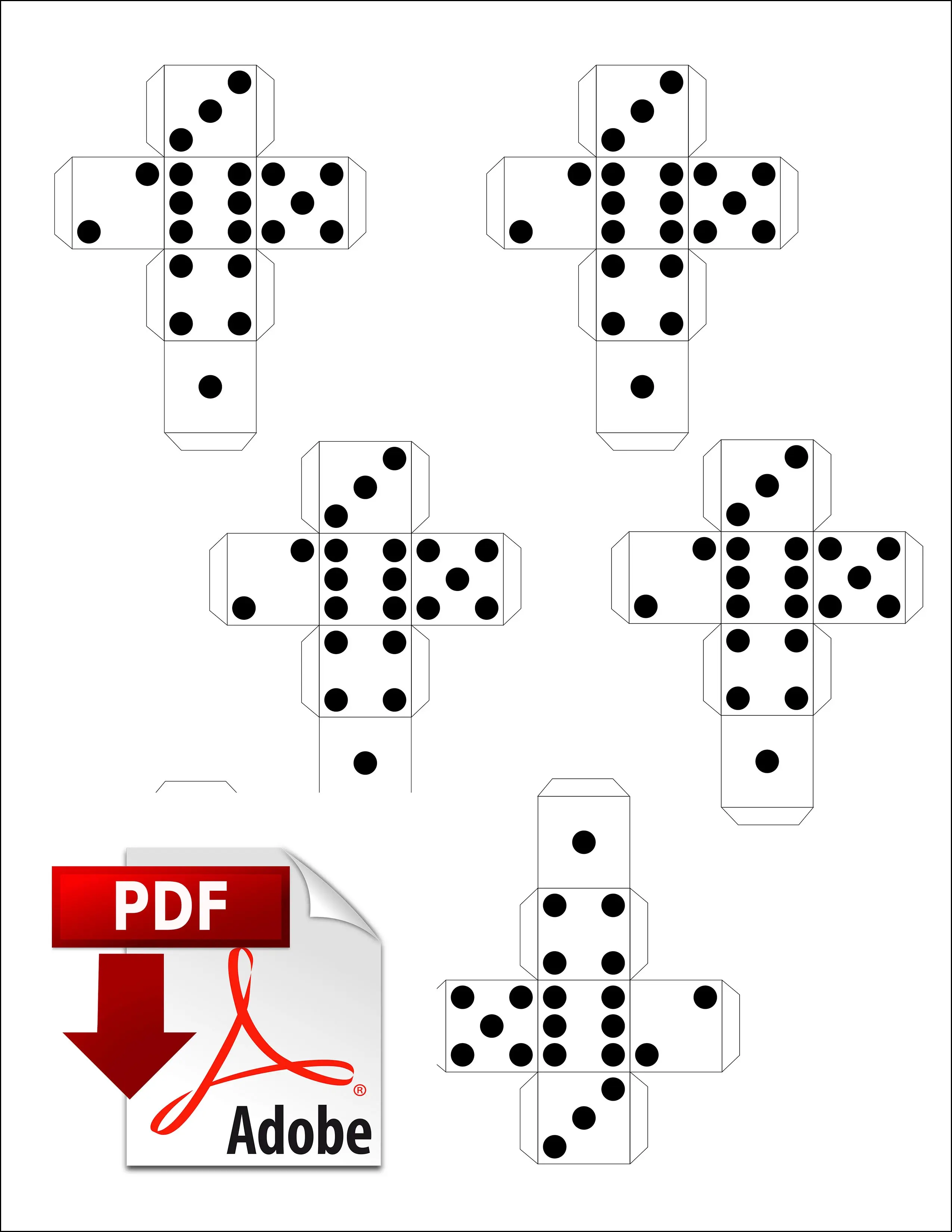 19mm Foldable Craps Dice cover sheet.