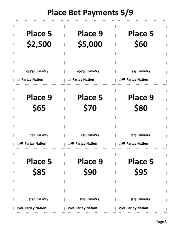 Place Bet Payments 5 & 9 - Easy/Med