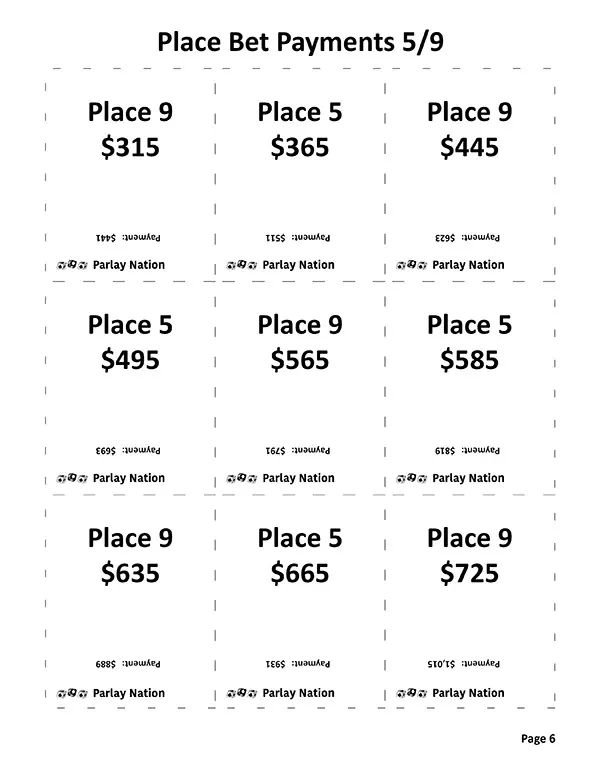 Place Bet Payments 5 & 9 - Hard